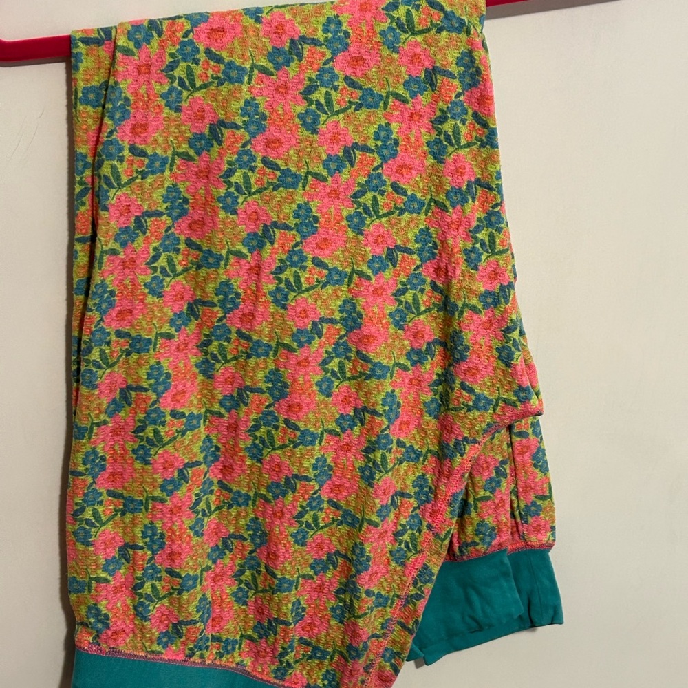 Natural Life Pink & Teal Floral thermal pajamas - set XL - Picture 2 of 3